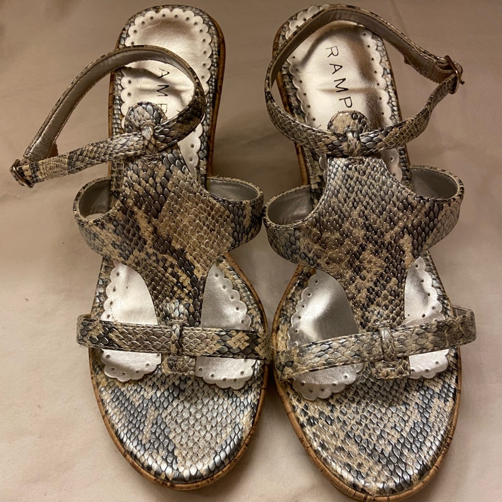 Faux Snakeskin silver heel